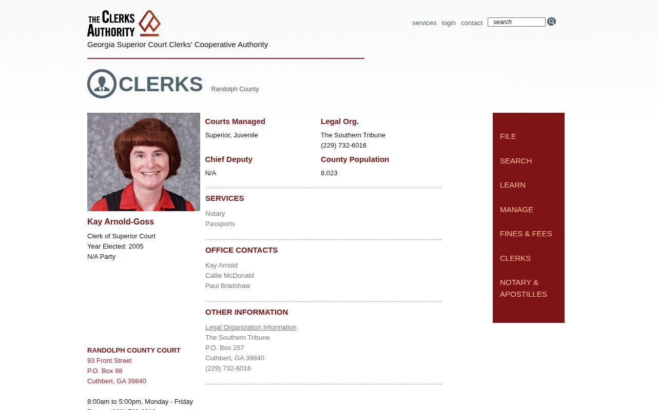 GSCCCA Randolph County clerk contact listing