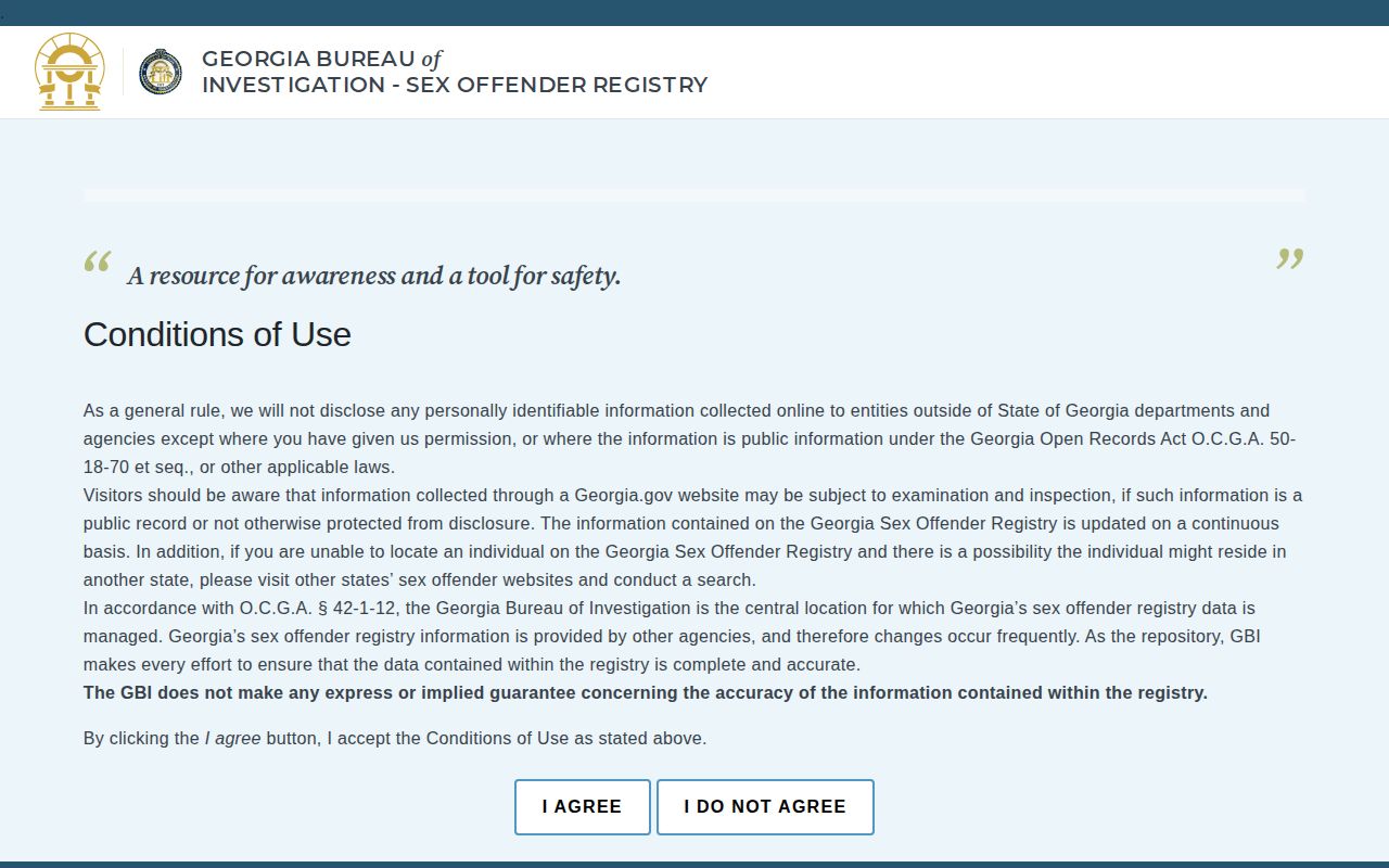 Georgia Bureau of Investigation sex offender registry search