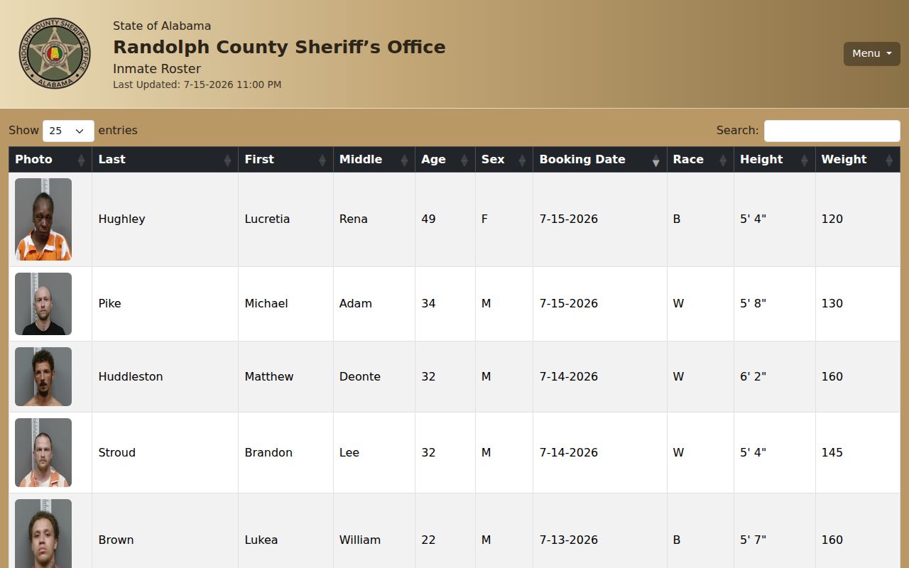Alabama roster that must not be used for Randolph County Georgia 72-hour releases
